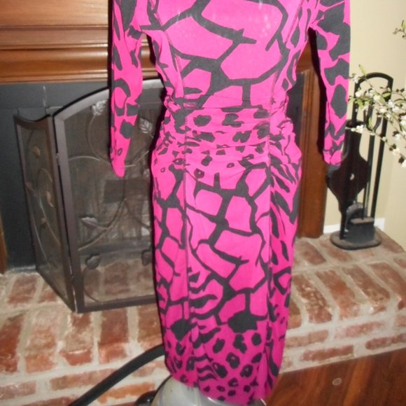 Kay Unger pink, black dress, M - Picture 4 of 9